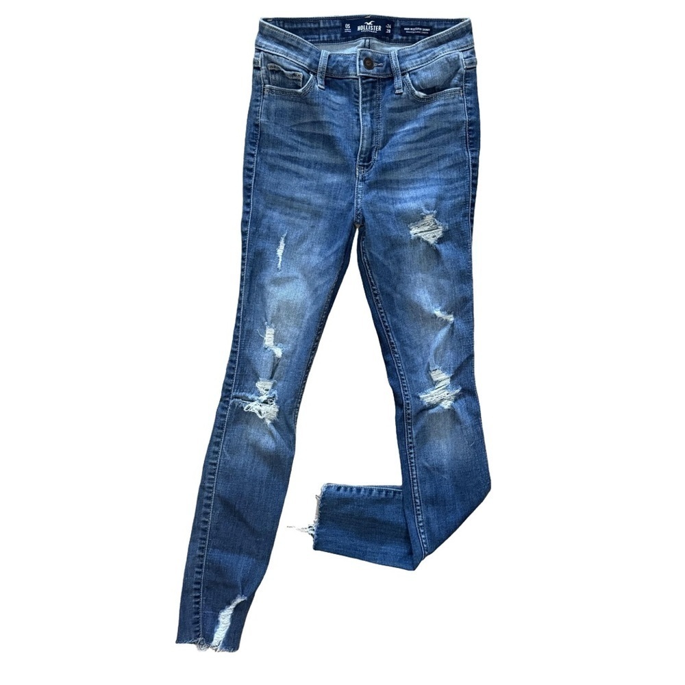 HOLLISTER🌊 Women’s High-Rise Distressed Super Skinny Jeans 👖🔥💃 Size 0 Short - Picture 2 of 16